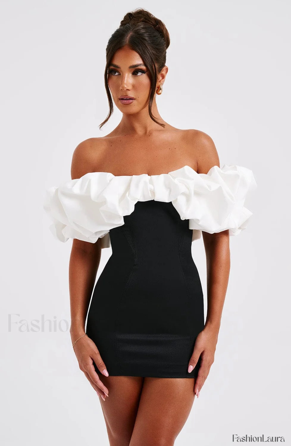 Allie Mini Graceful Dress Black/White Dress