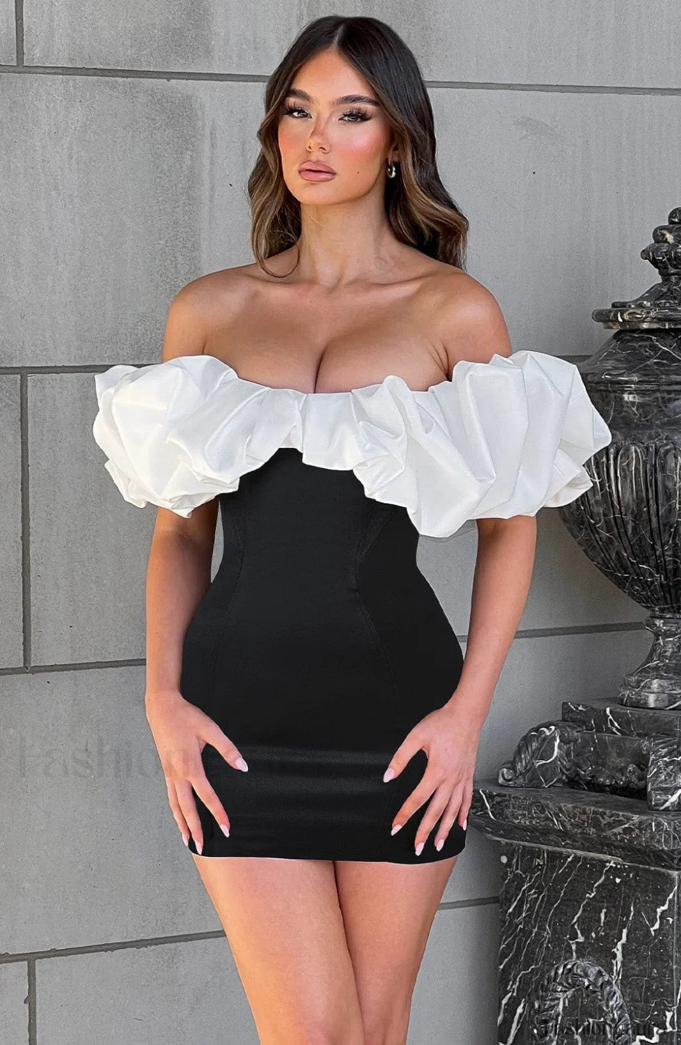 Allie Mini Graceful Dress Black/White XS Dress