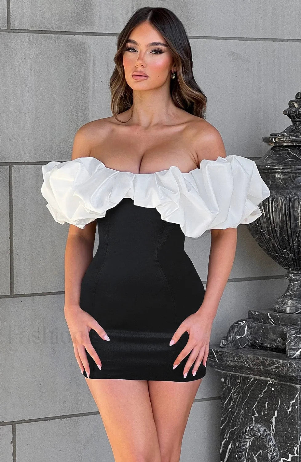 Allie Mini Graceful Dress Black/White XS Dress