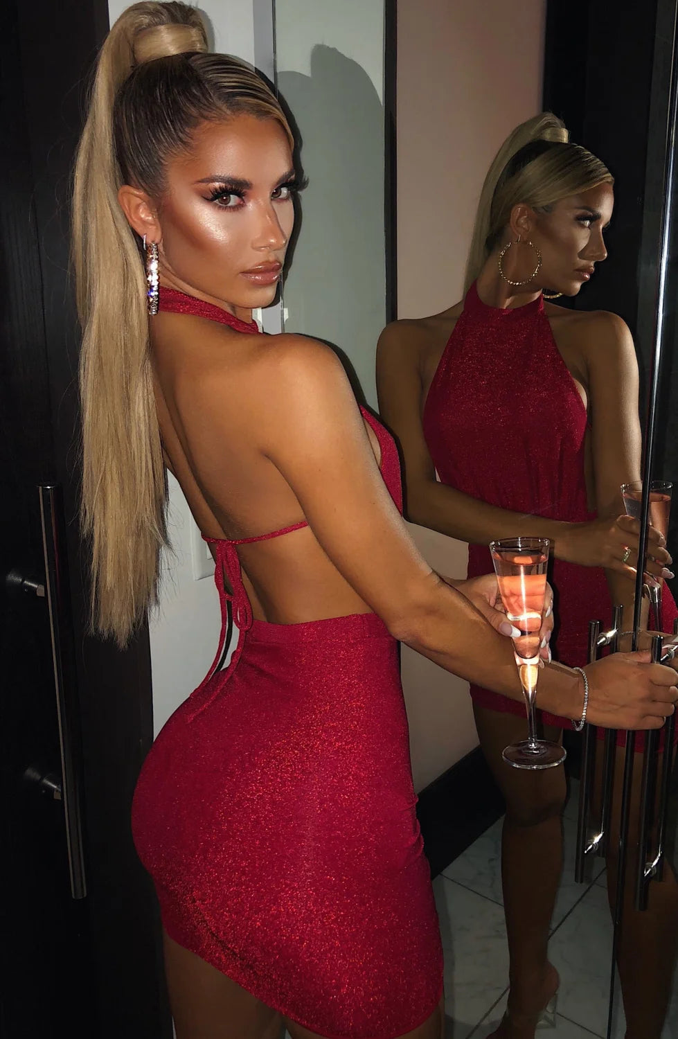 Allissa Mini Dress Trendy - Red Sparkle Secondary image