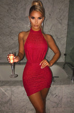 Allissa Mini Dress Trendy Red Sparkle Dress