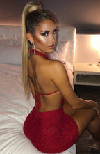 Allissa Mini Dress Trendy Red Sparkle Dress