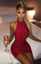 Allissa Mini Dress Trendy Red Sparkle Dress