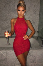 Allissa Mini Dress Trendy Red Sparkle Dress