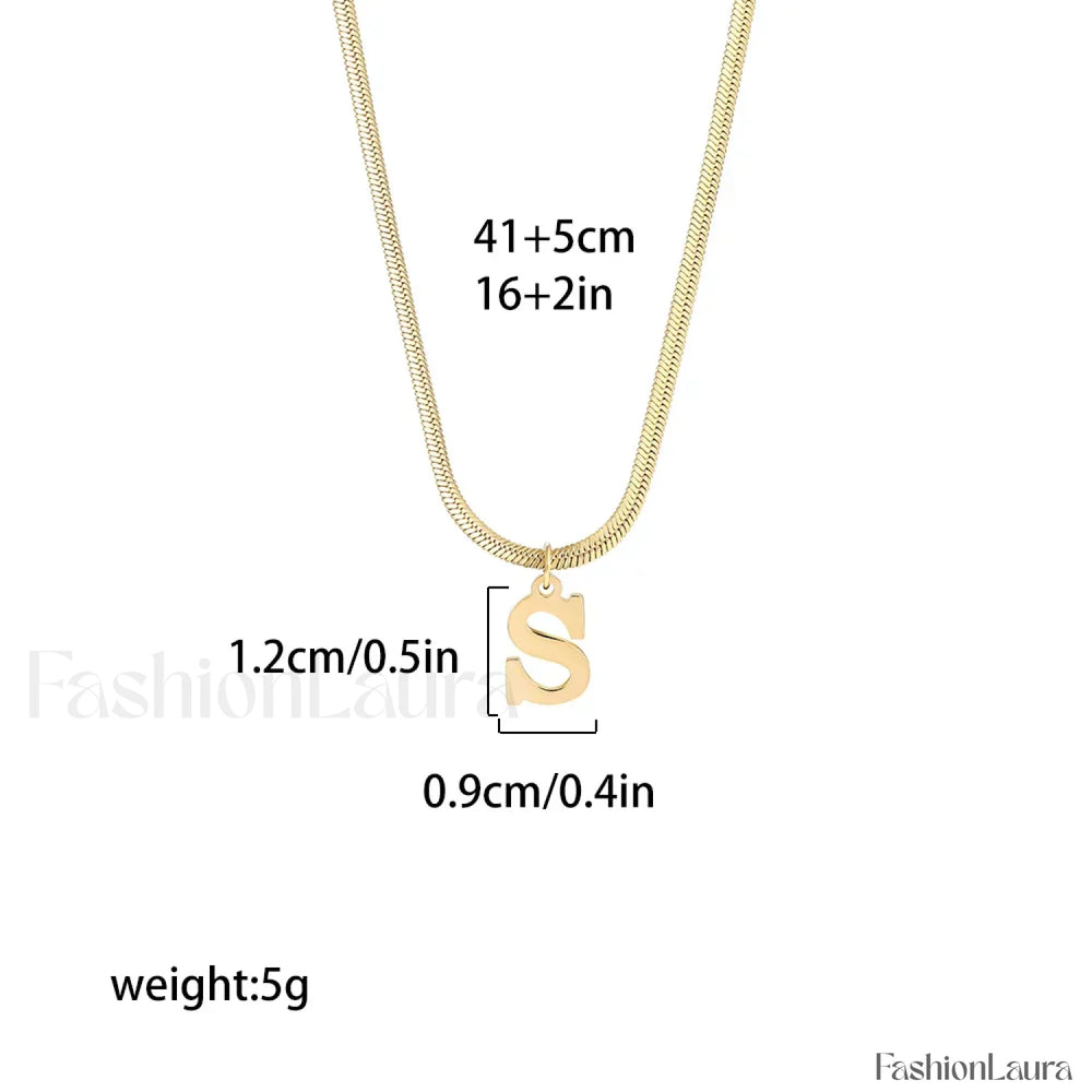 Alphabet Gold Plated Initial Letter Clavicle Collar Necklace