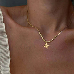 Alphabet Gold Plated Initial Letter Clavicle Collar Necklace Gold / A