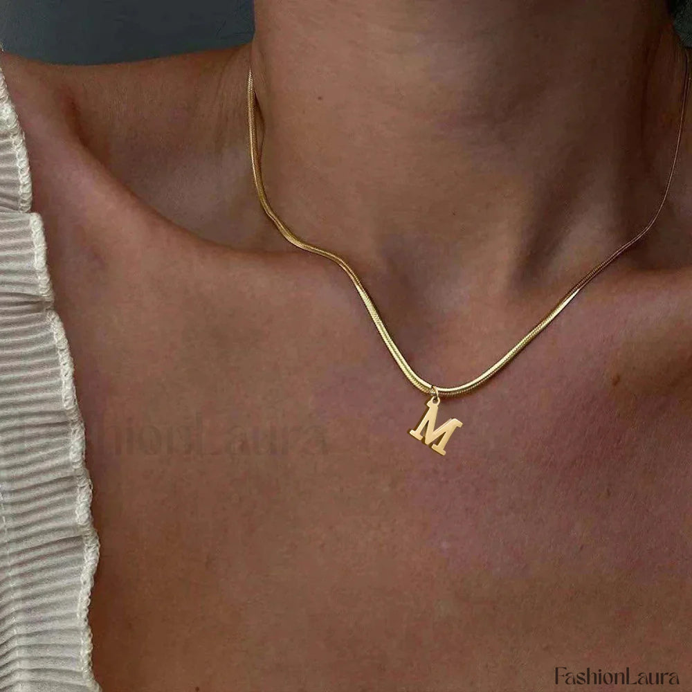 Alphabet Gold Plated Initial Letter Clavicle Collar Necklace Gold / A