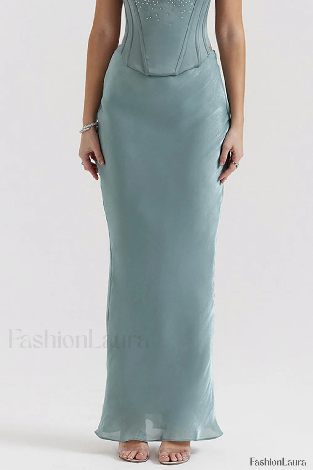 Amadi Satin Bra Charming + Maxi Skirt Set