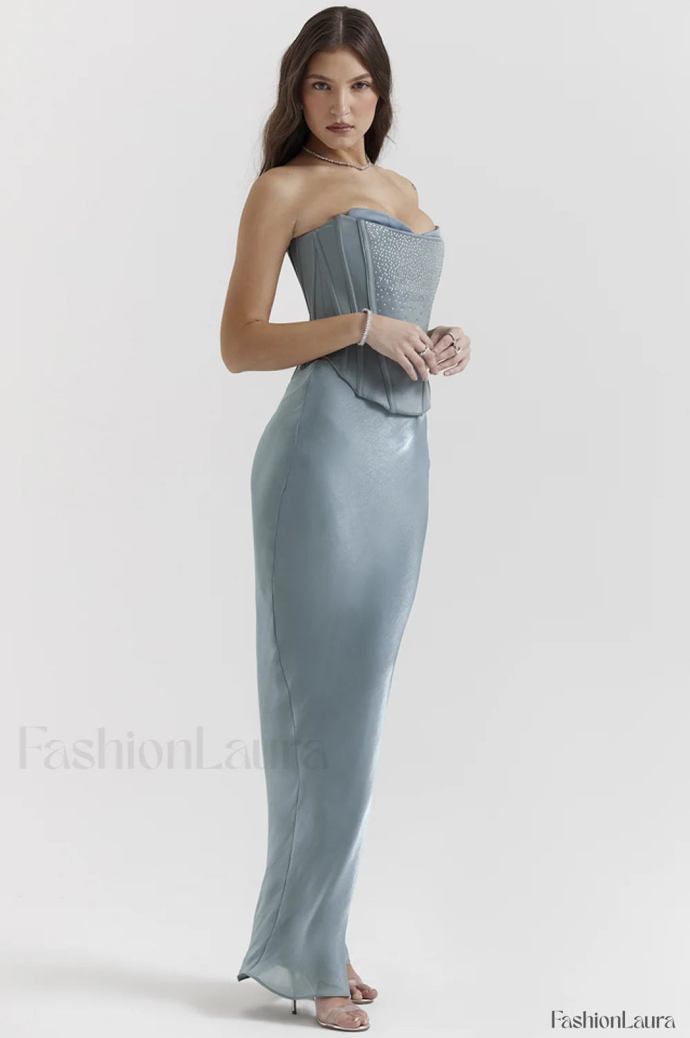 Amadi Satin Bra Charming + Maxi Skirt Set