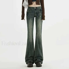 American Retro High Waist Cargo Streetwear Jeans Blue / S