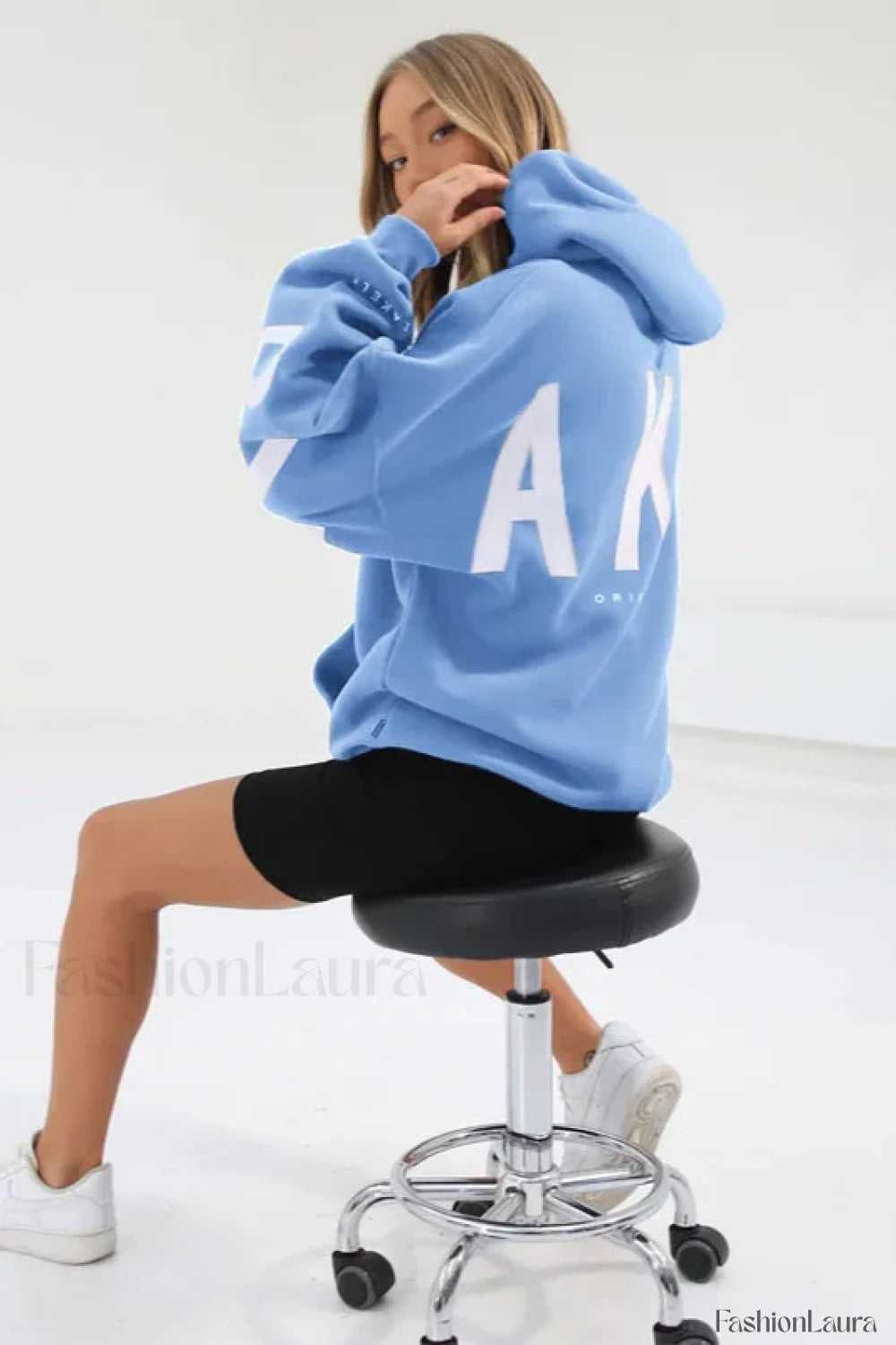 American Retro Letter Print Oversized Hoodie