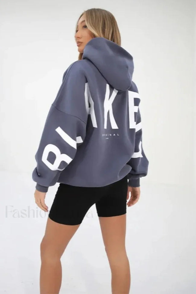 American Retro Letter Print Oversized Hoodie Main image