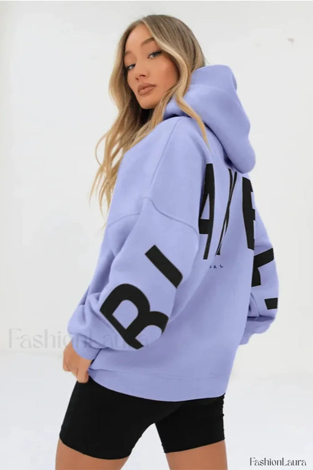 American Retro Letter Print Oversized Hoodie Purple / S