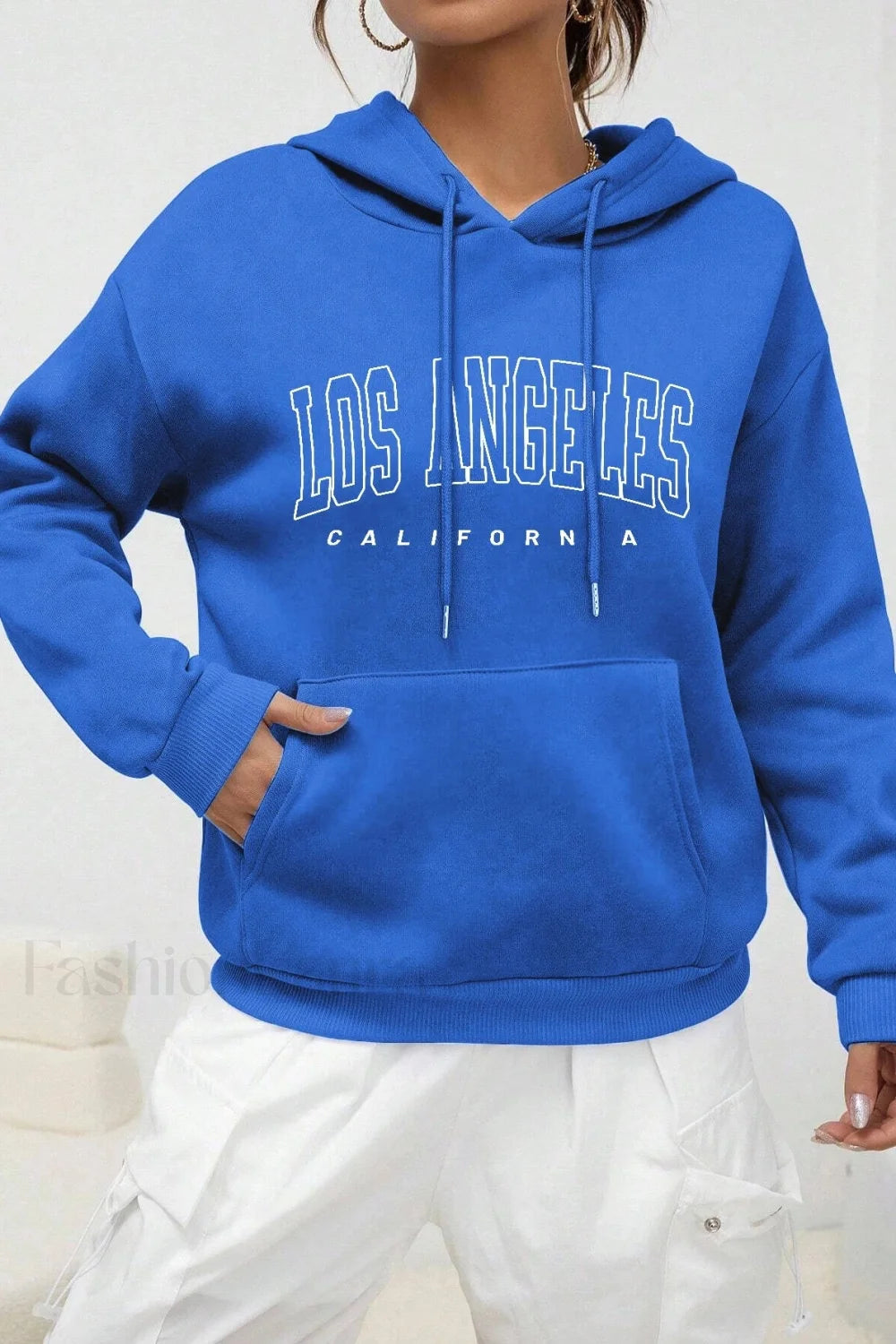 American Style Casual Fleece Hoodie Blue / M