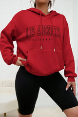 American Style Casual Fleece Hoodie Red / M