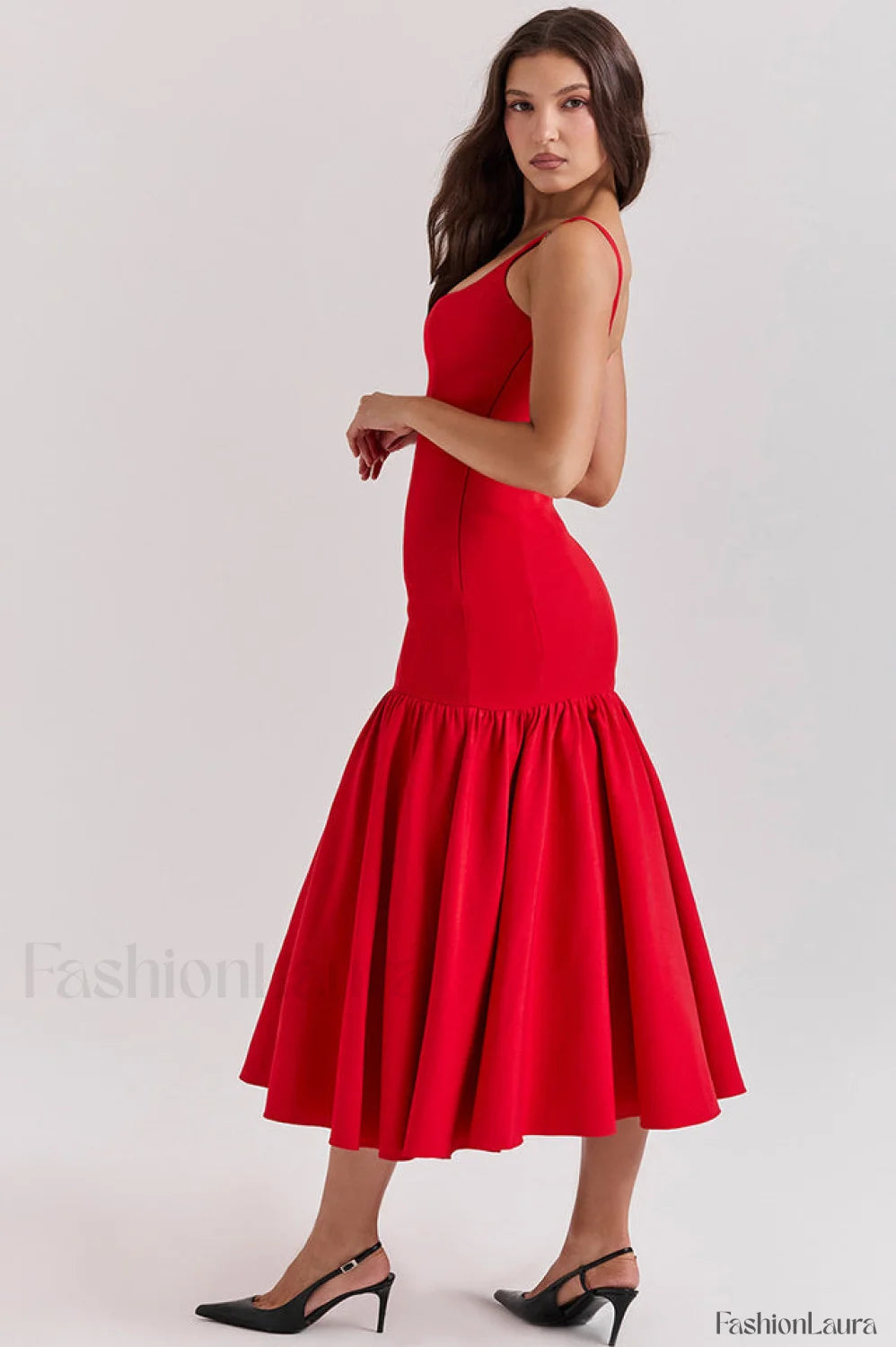 Amore Dropped Stylish Waist Midi Dress