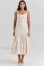 Amore Dropped Stylish Waist Midi Dress XS / White