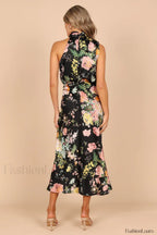 Anabelle Halter Stylish Neck Midi Dress