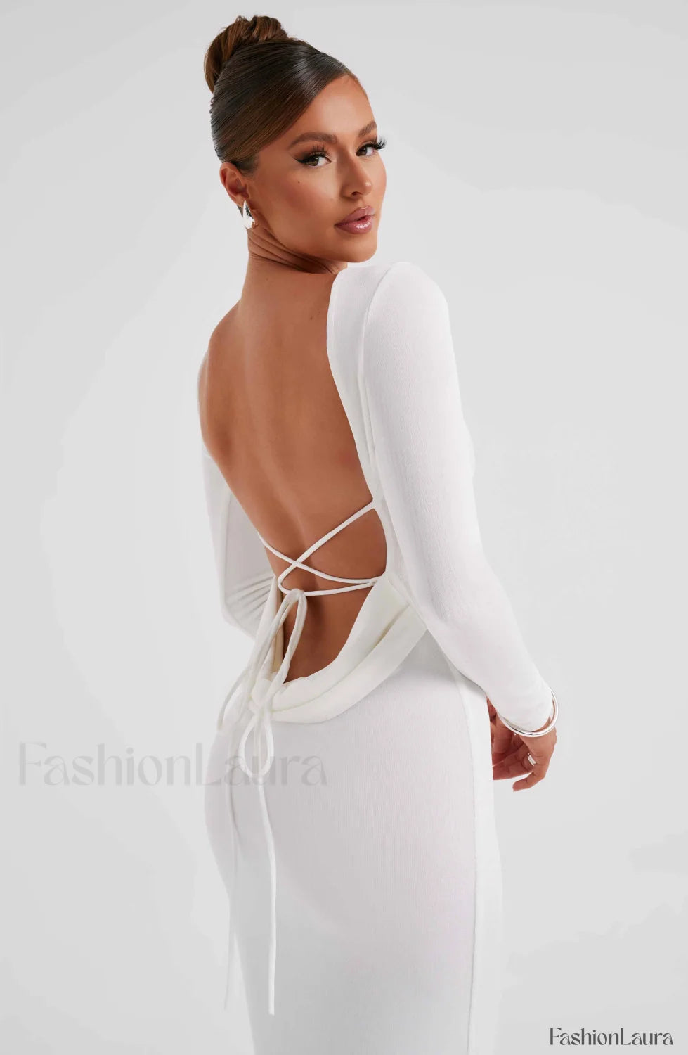 Anastassia Maxi Graceful Dress Ivory Dress