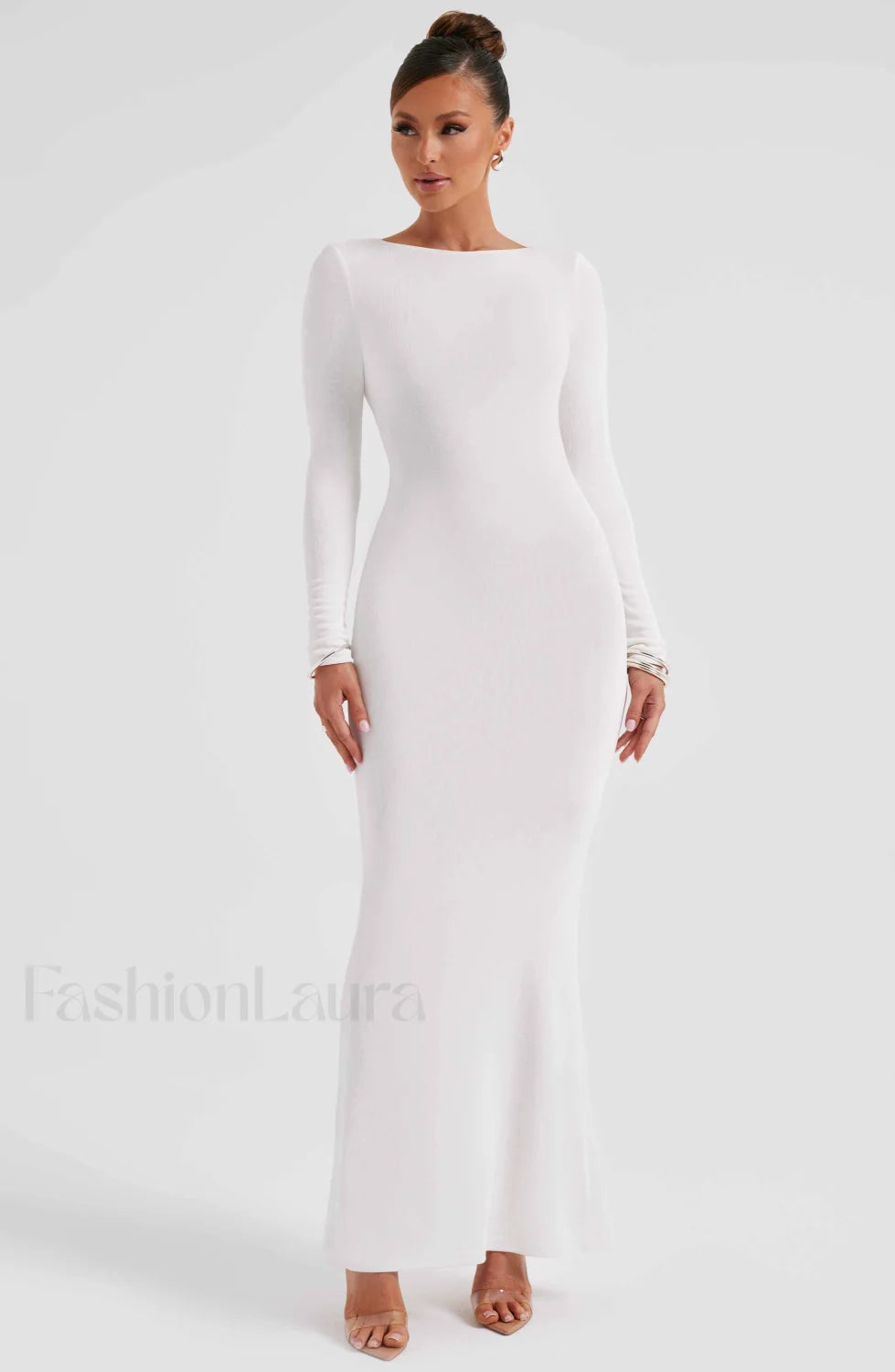 Anastassia Maxi Graceful Dress Ivory Dress