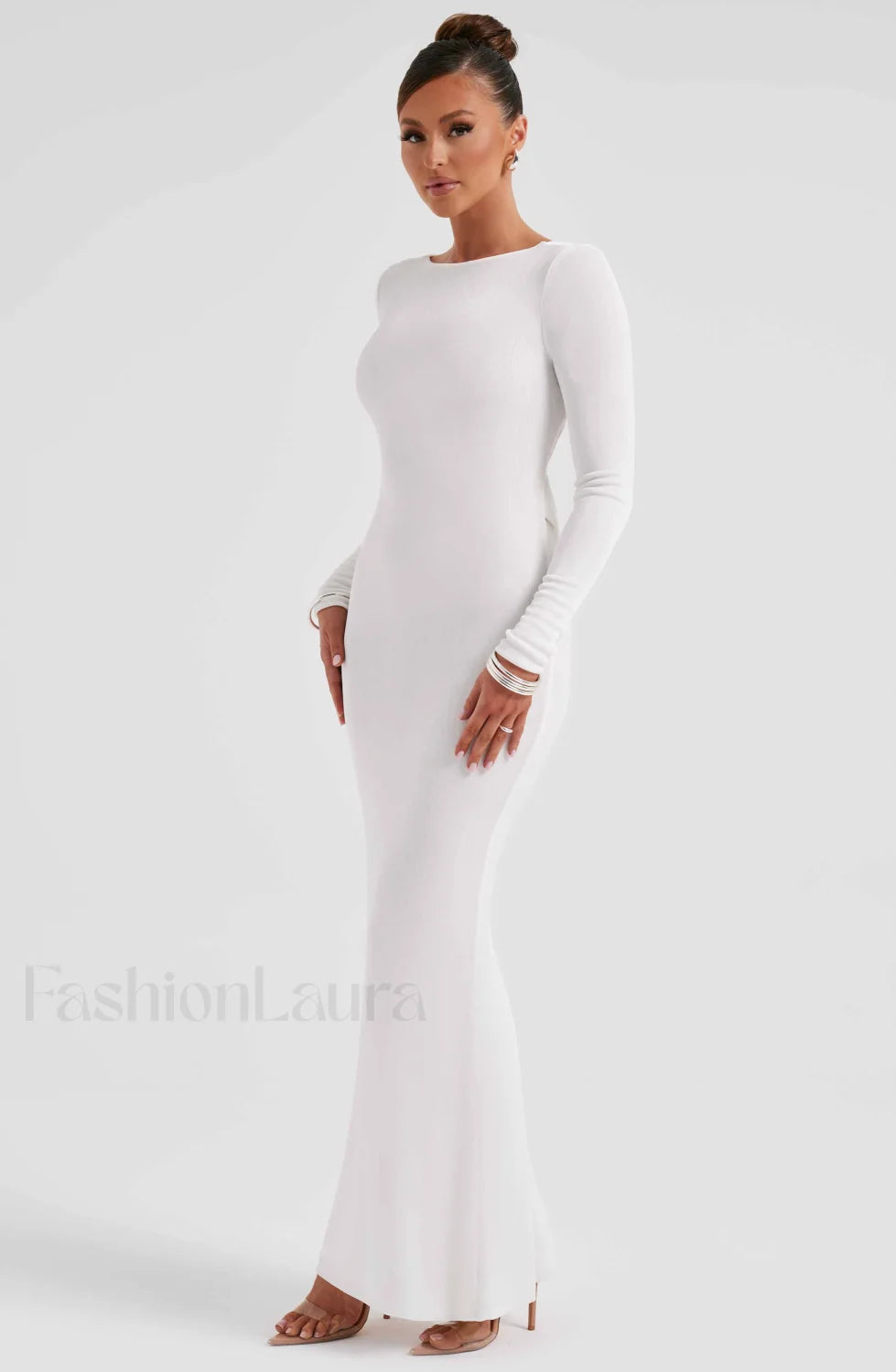 Anastassia Maxi Graceful Dress Ivory Dress