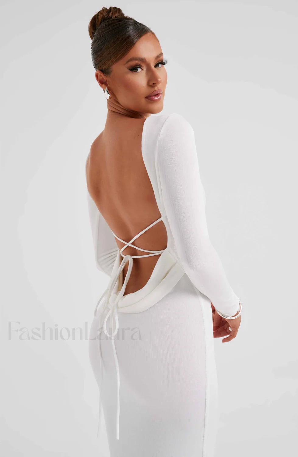 Anastassia Maxi Graceful Dress Ivory Dress