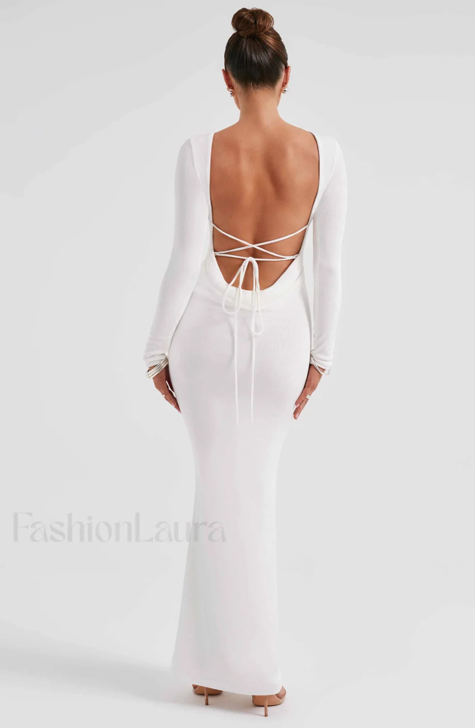 Anastassia Maxi Graceful Dress Ivory Dress