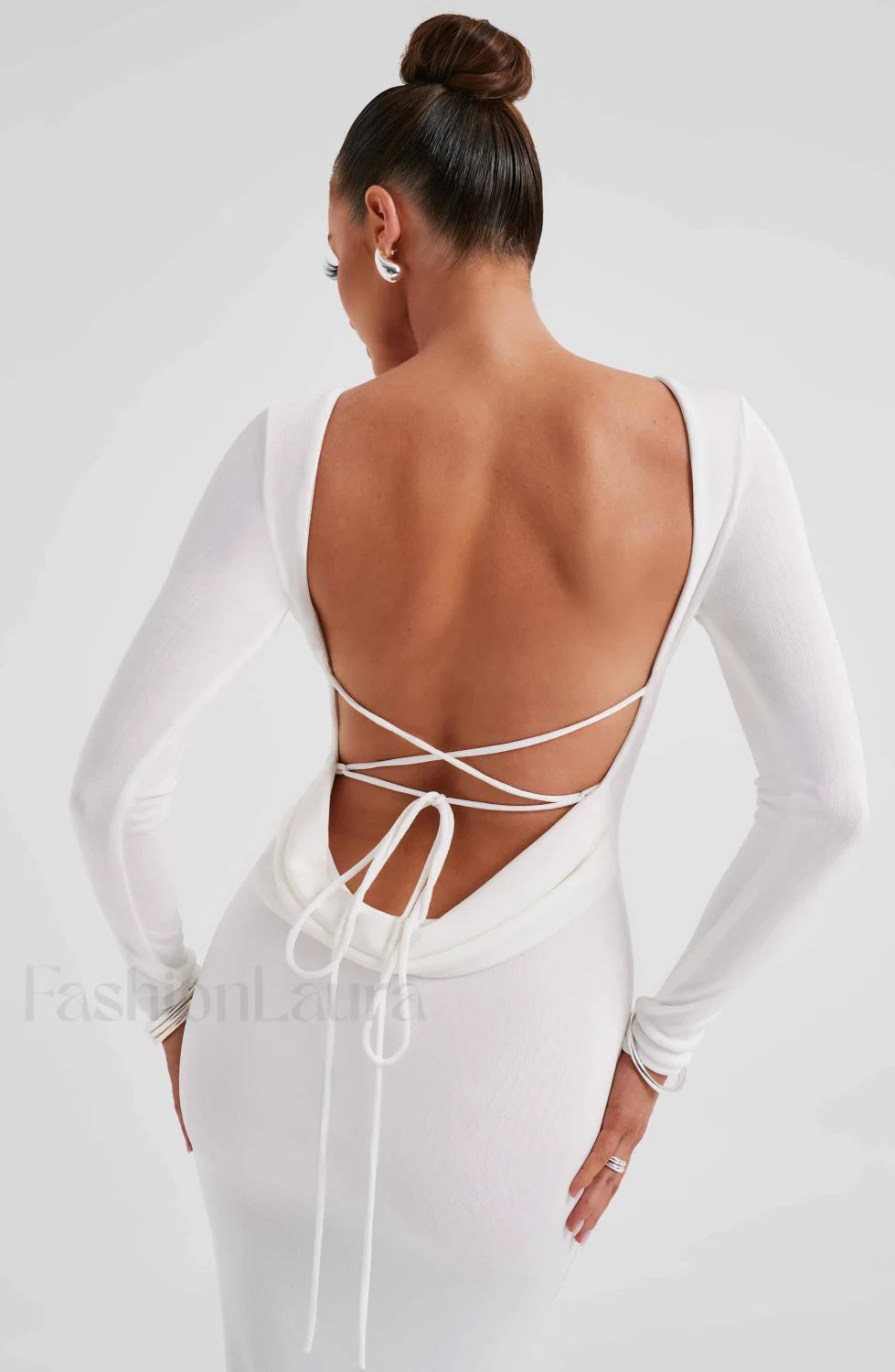 Anastassia Maxi Graceful Dress Ivory Dress