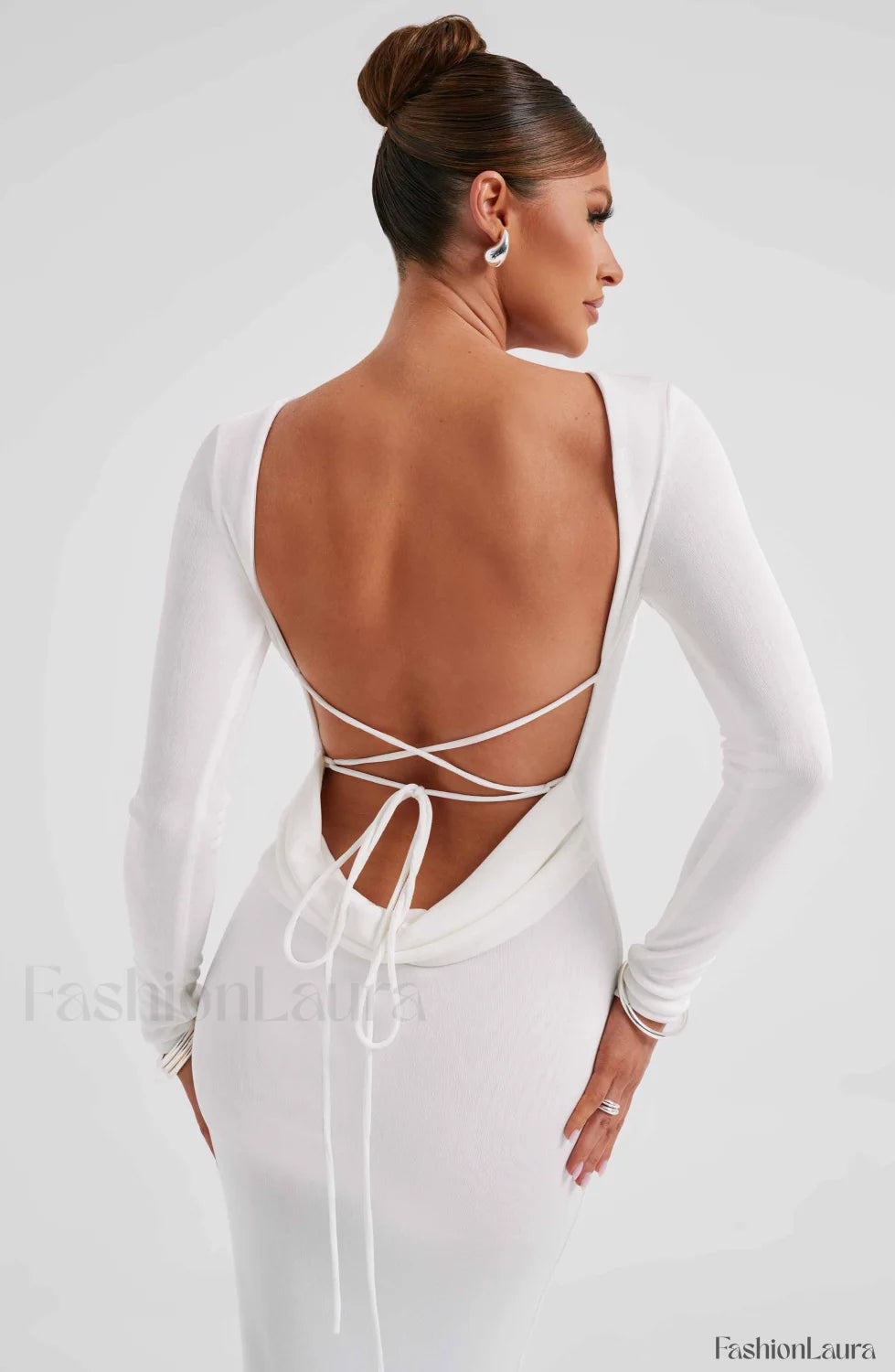 Anastassia Maxi Graceful Dress Ivory Dress