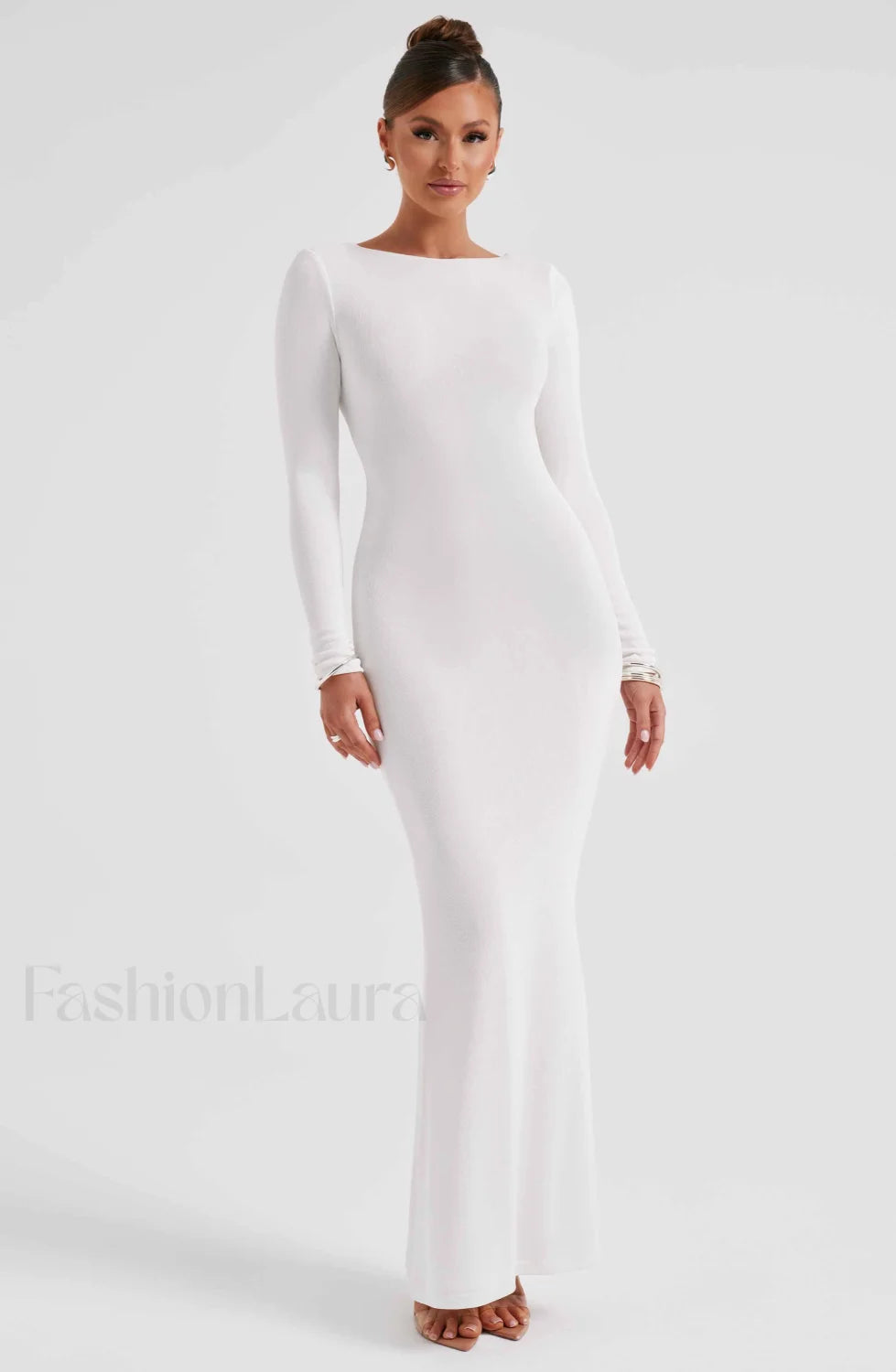 Anastassia Maxi Graceful Dress Ivory Dress