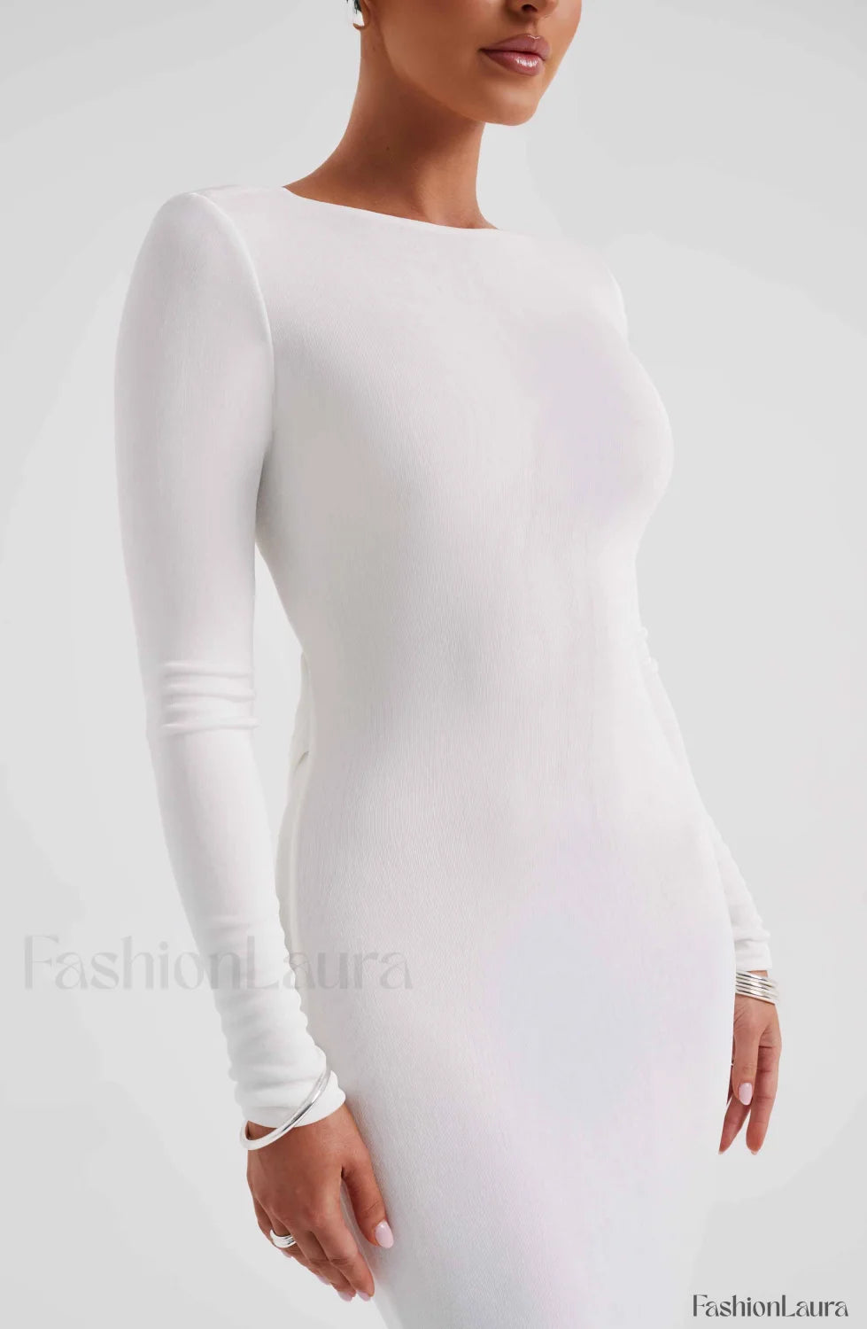 Anastassia Maxi Graceful Dress Ivory Dress