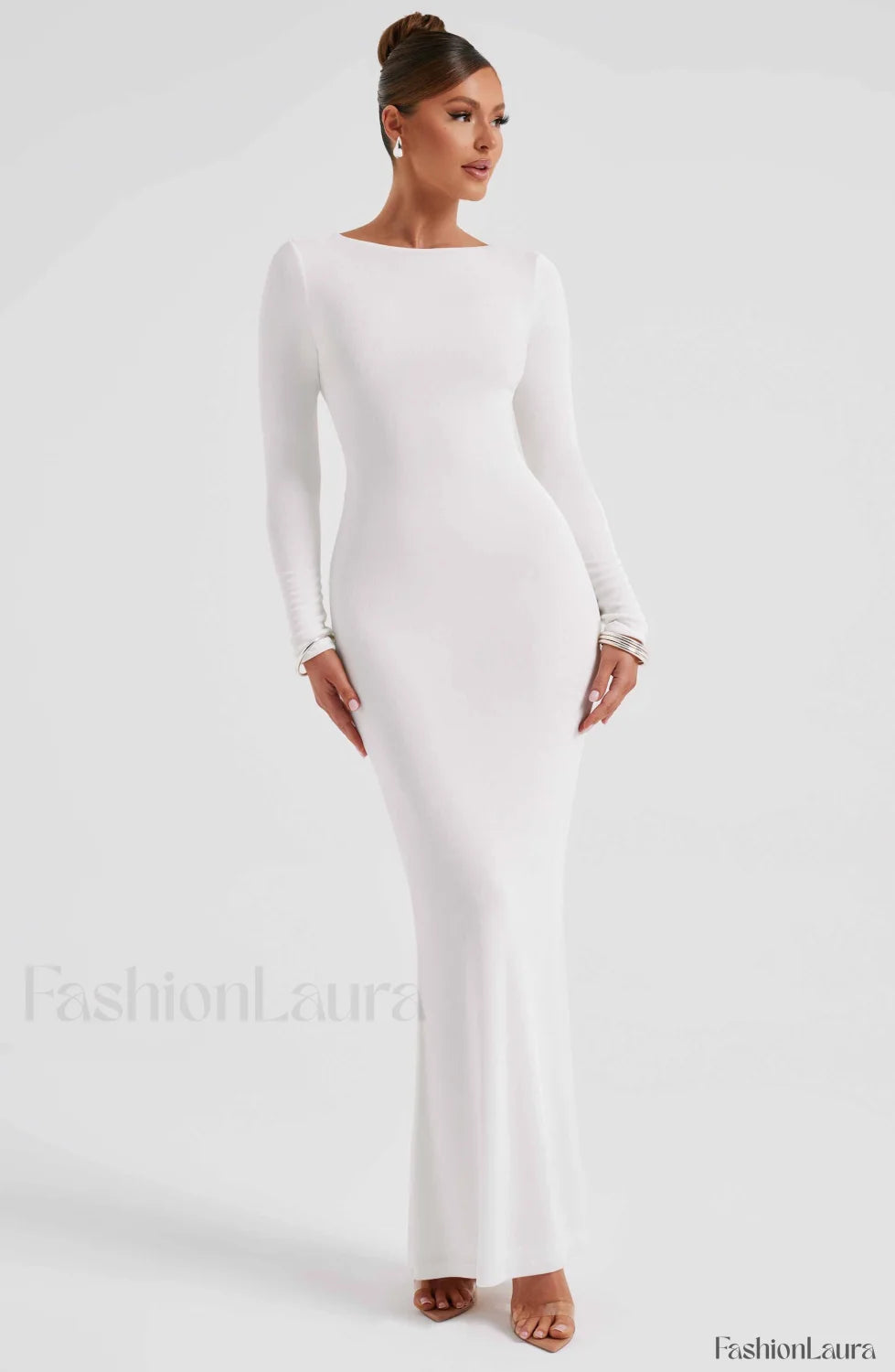 Anastassia Maxi Graceful Dress Ivory Dress