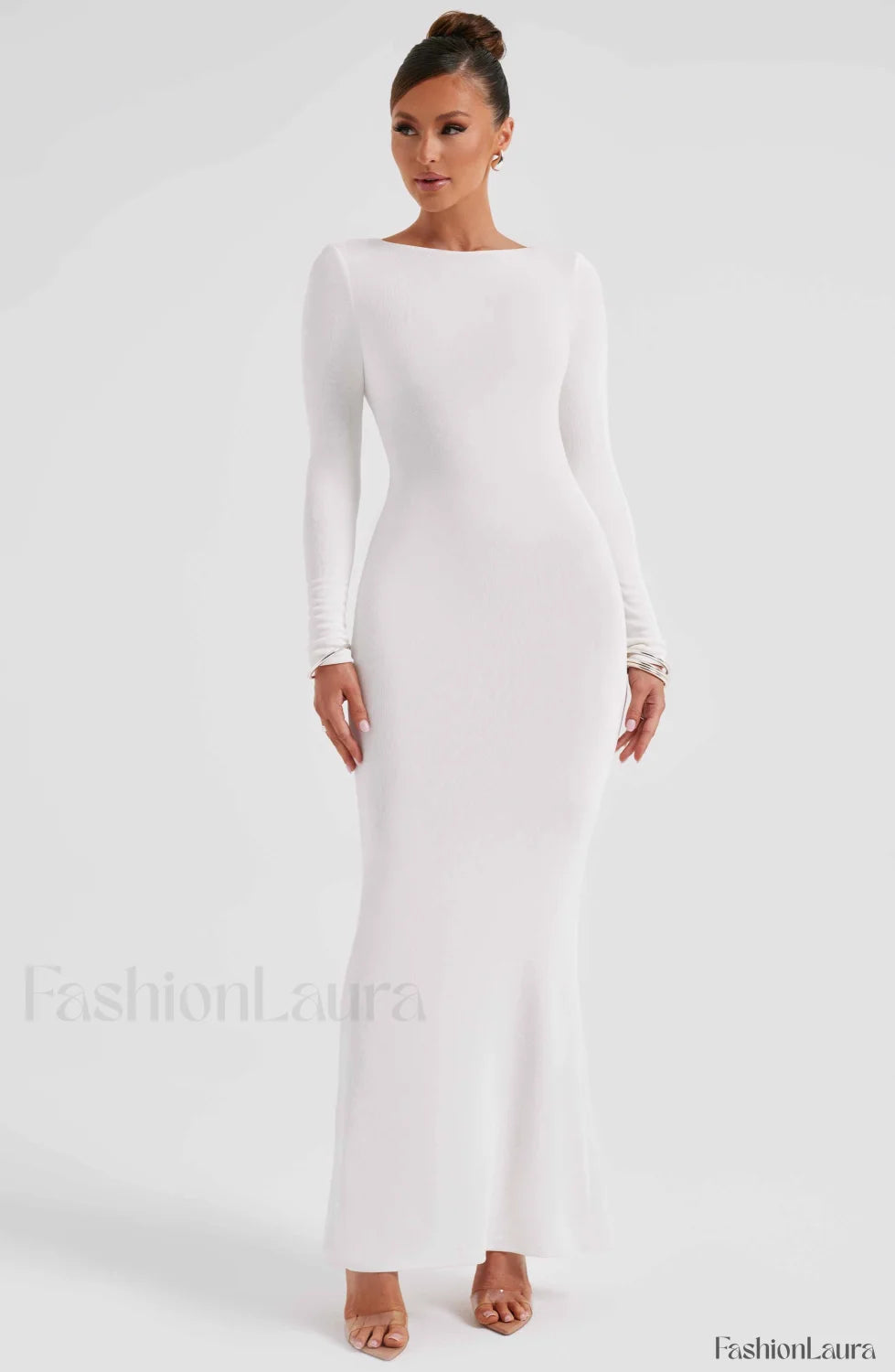 Anastassia Maxi Graceful Dress Ivory Dress