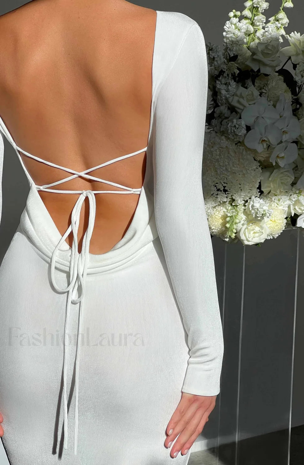 Anastassia Maxi Graceful Dress Ivory Dress