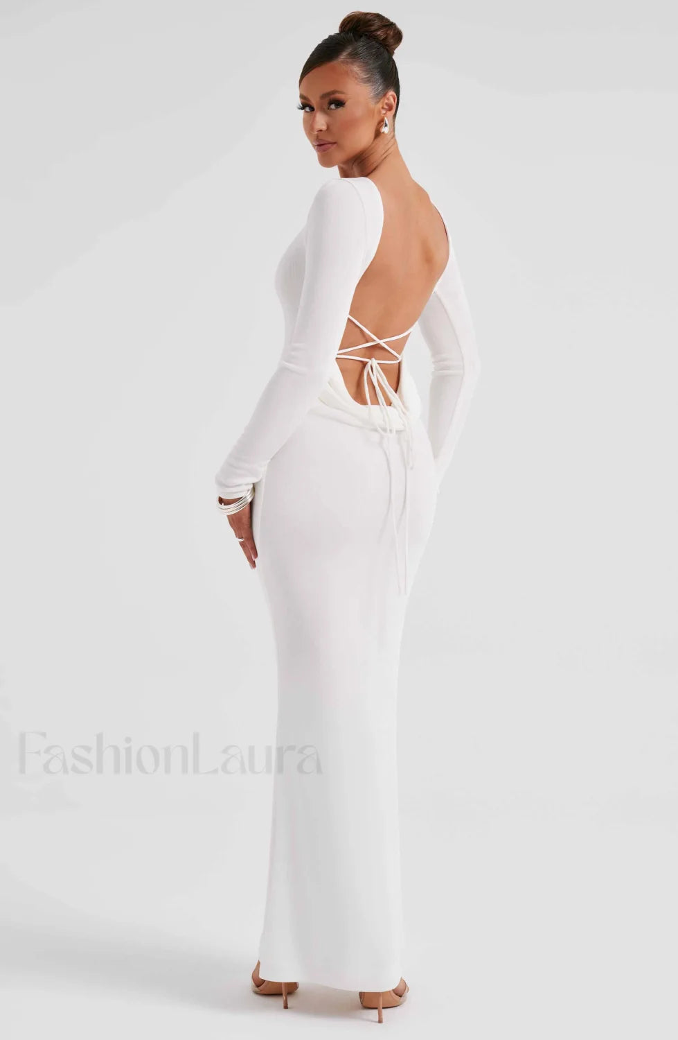Anastassia Maxi Graceful Dress Ivory Dress