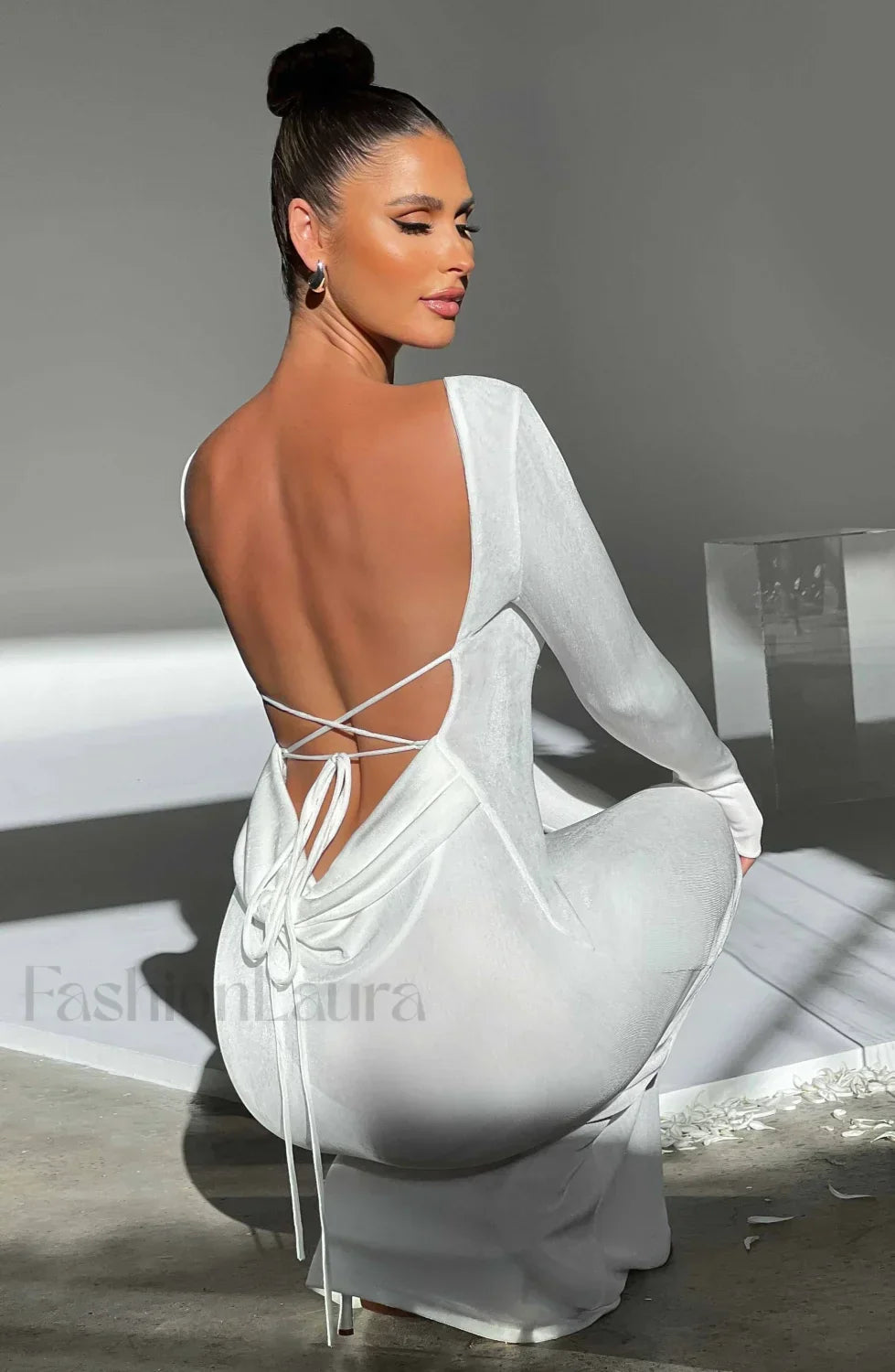 Anastassia Maxi Graceful Dress Ivory XS Dress