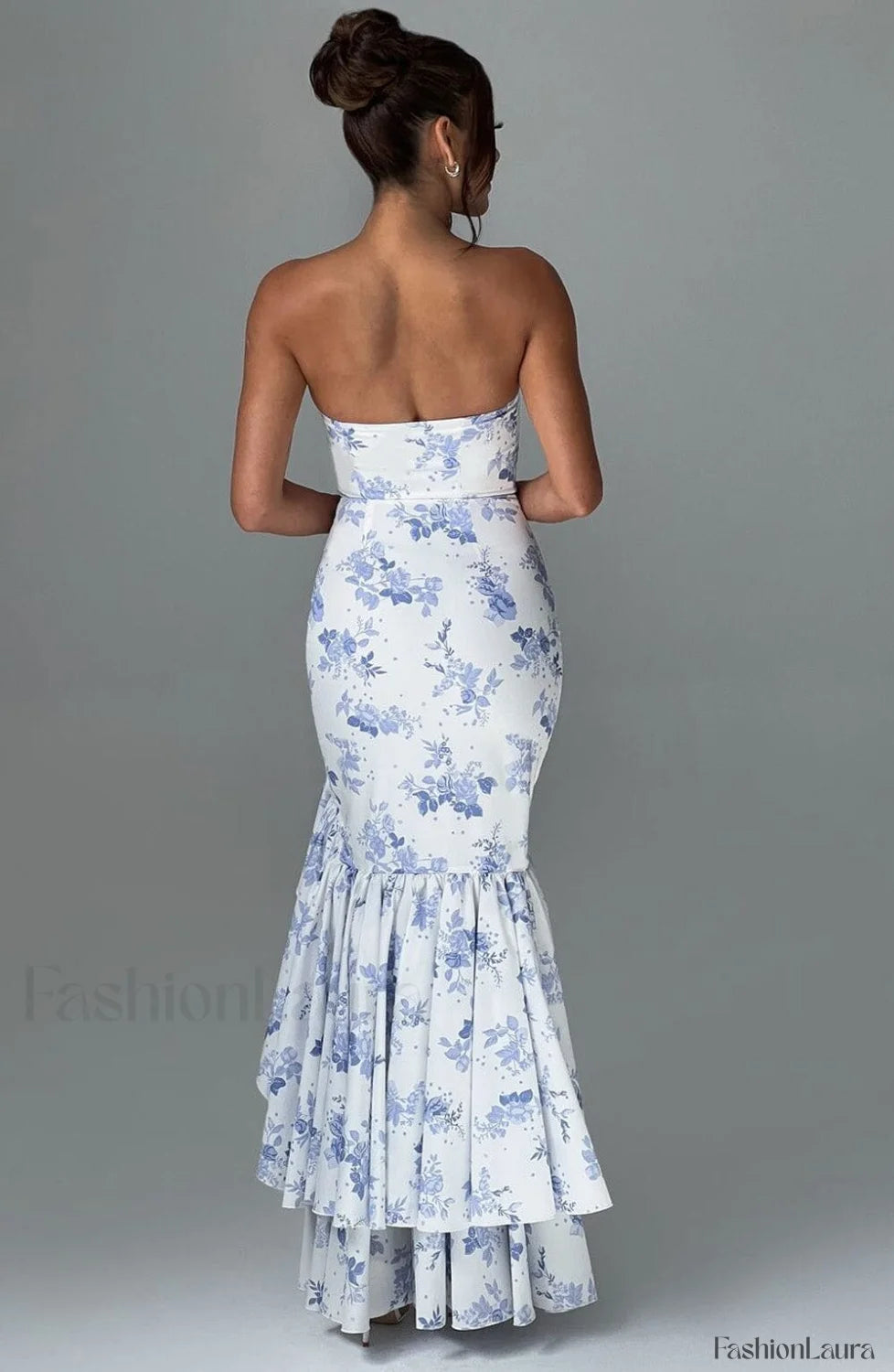 Angelina Maxi Dress Trendy Blue Floral Print Dress