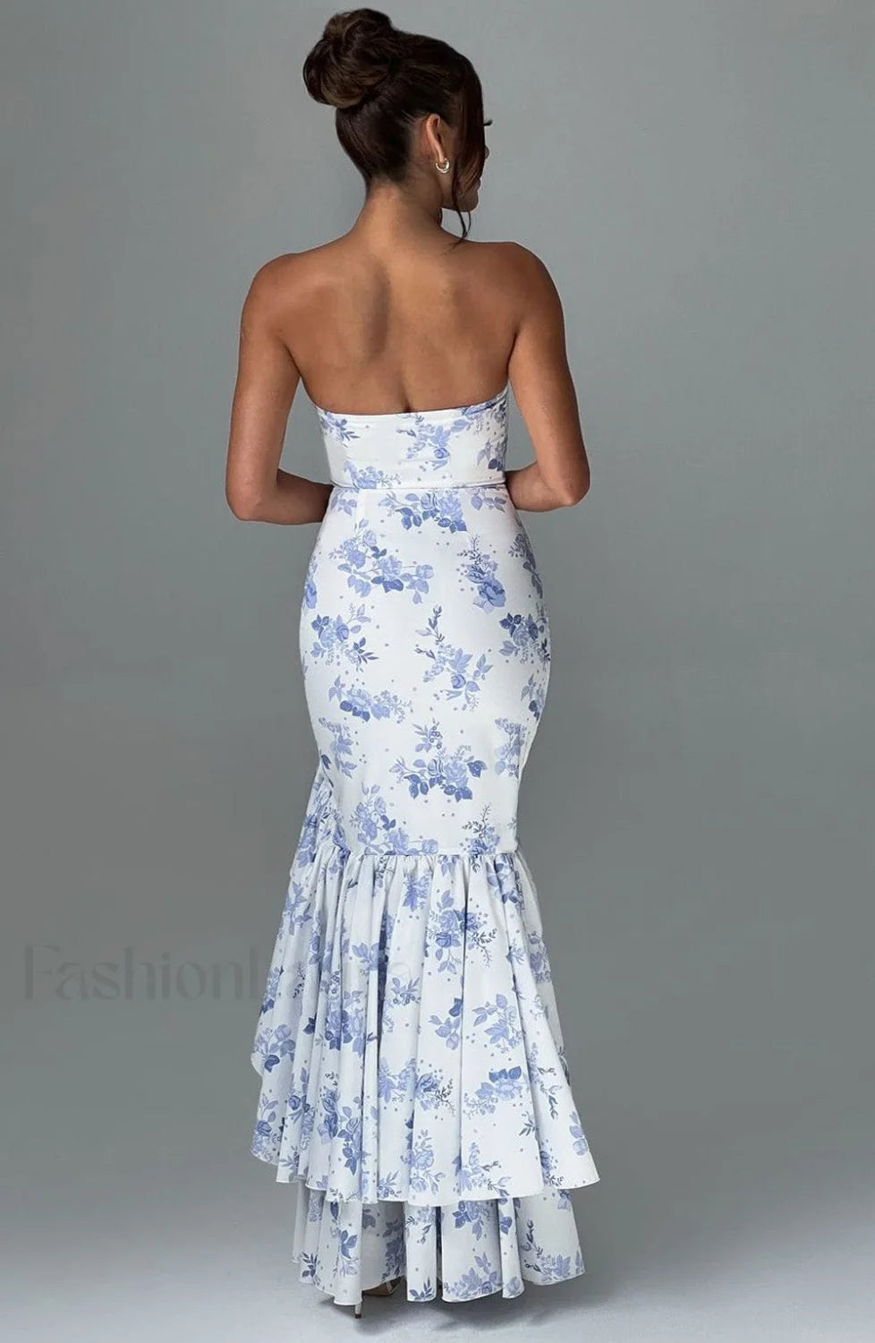 Angelina Maxi Dress Trendy Blue Floral Print Dress