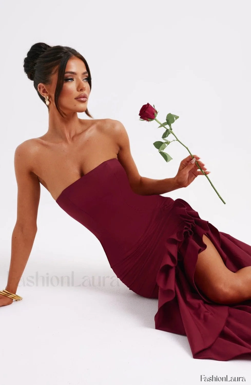 Angelina Maxi Graceful Dress Burgundy Dress