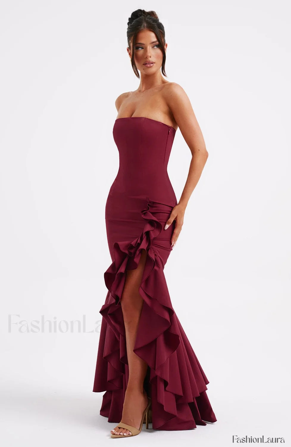 Angelina Maxi Graceful Dress Burgundy Dress
