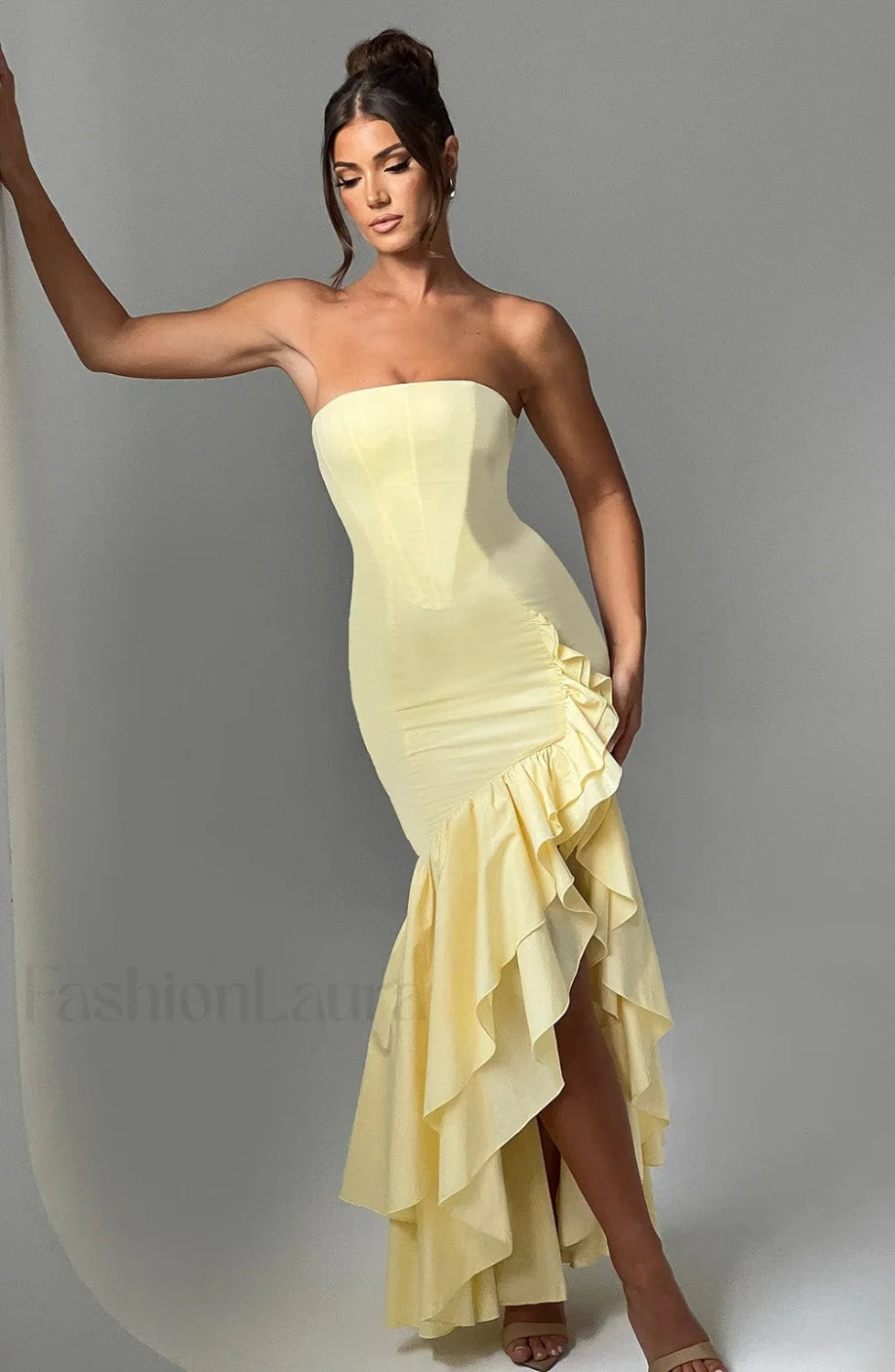 Angelina Maxi Graceful Dress Lemon Dress