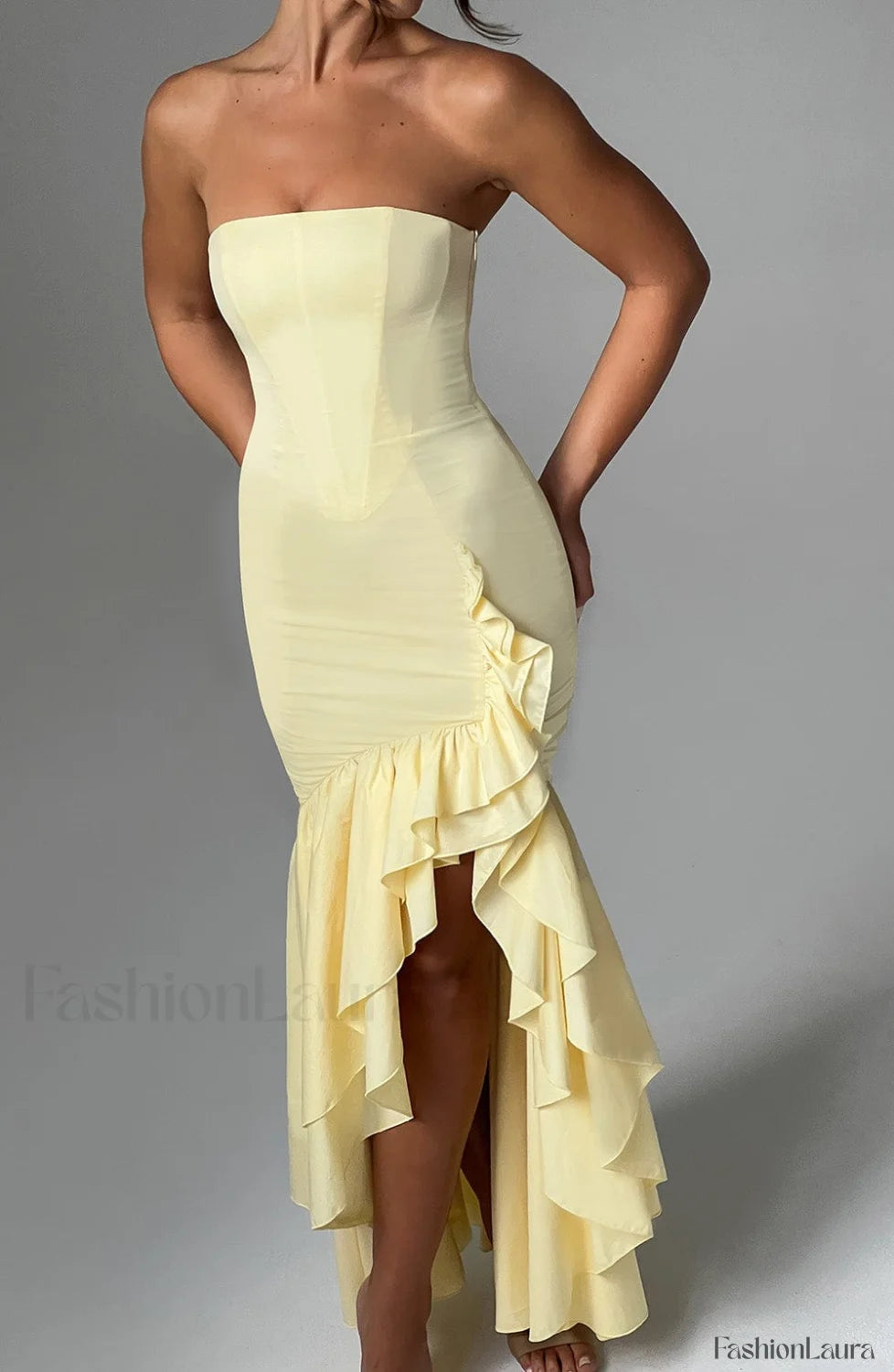 Angelina Maxi Graceful Dress Lemon Dress