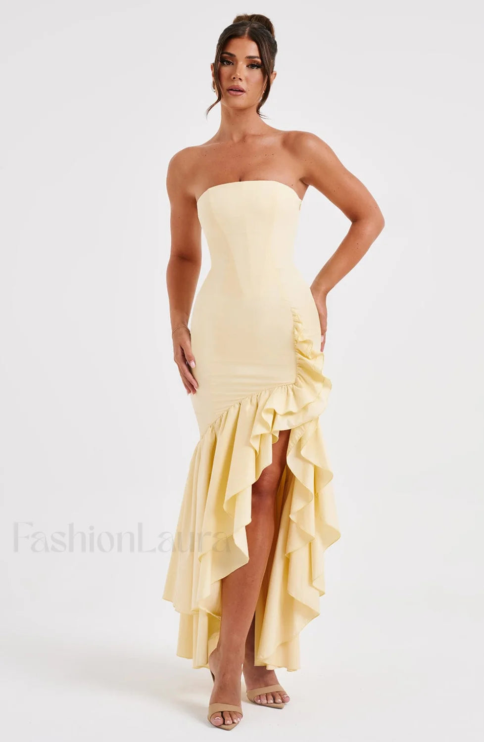Angelina Maxi Graceful Dress Lemon Dress