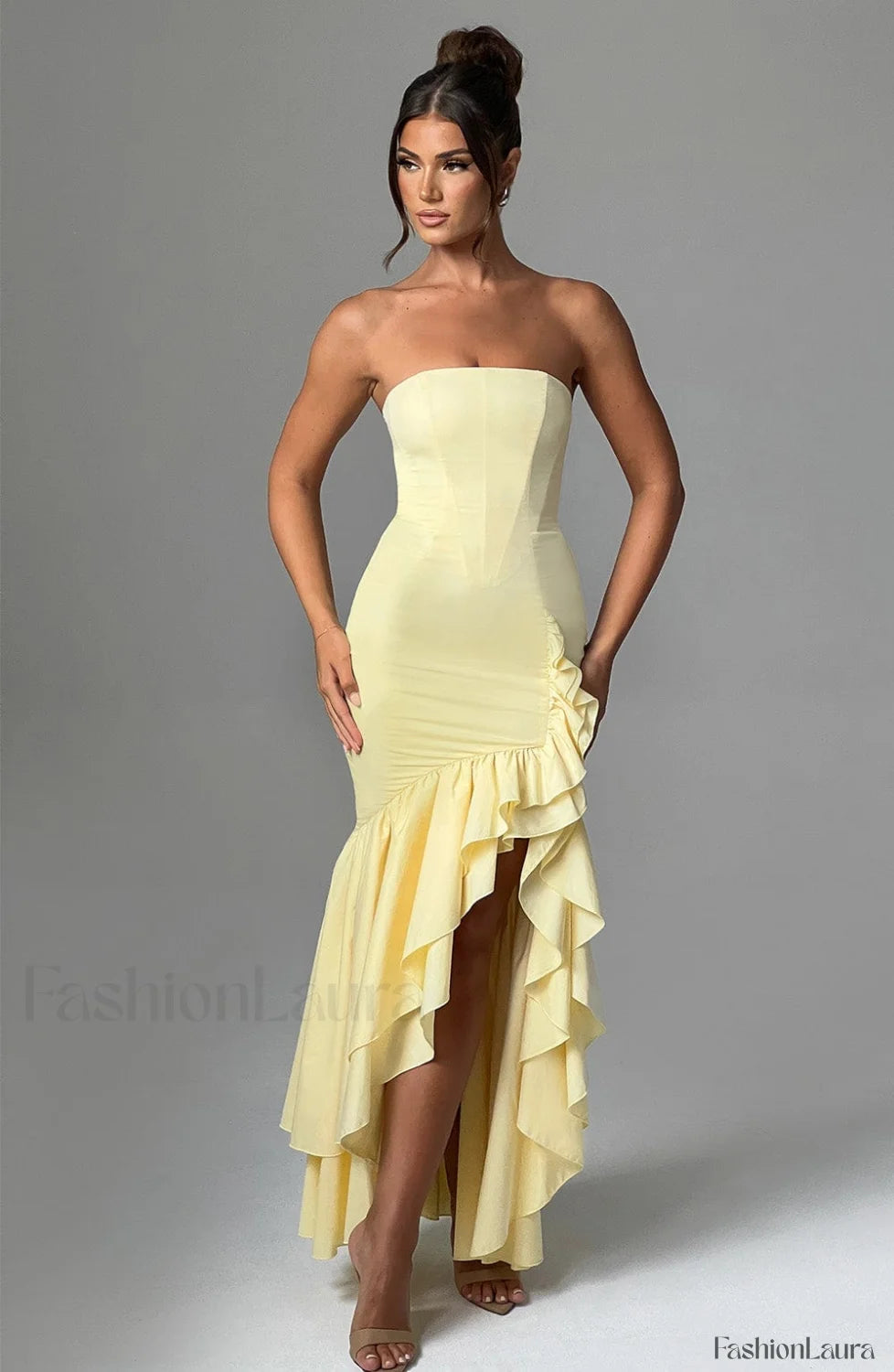 Angelina Maxi Graceful Dress Lemon S Dress