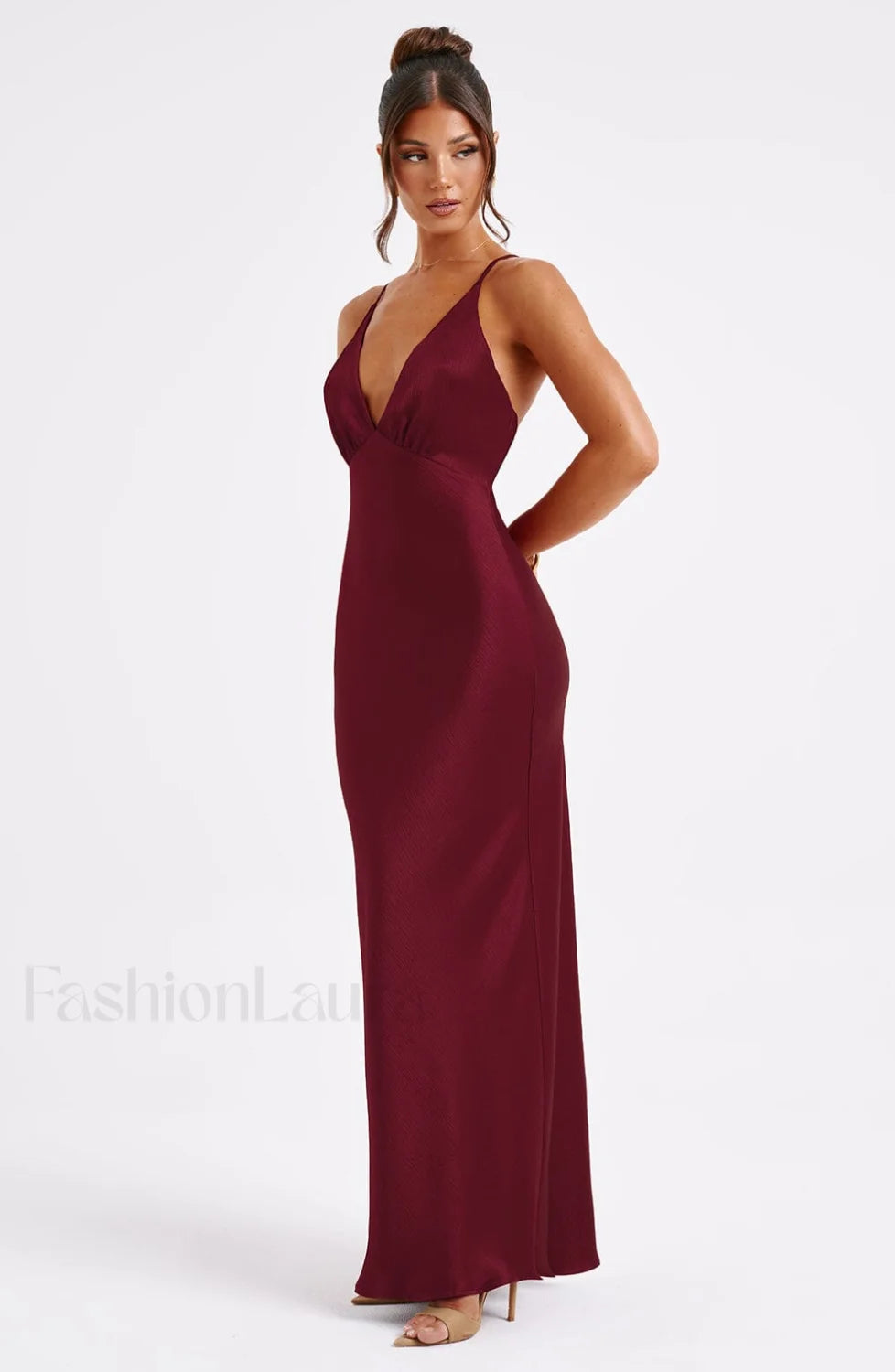 Anja Maxi Graceful Dress - Burgundy Secondary image