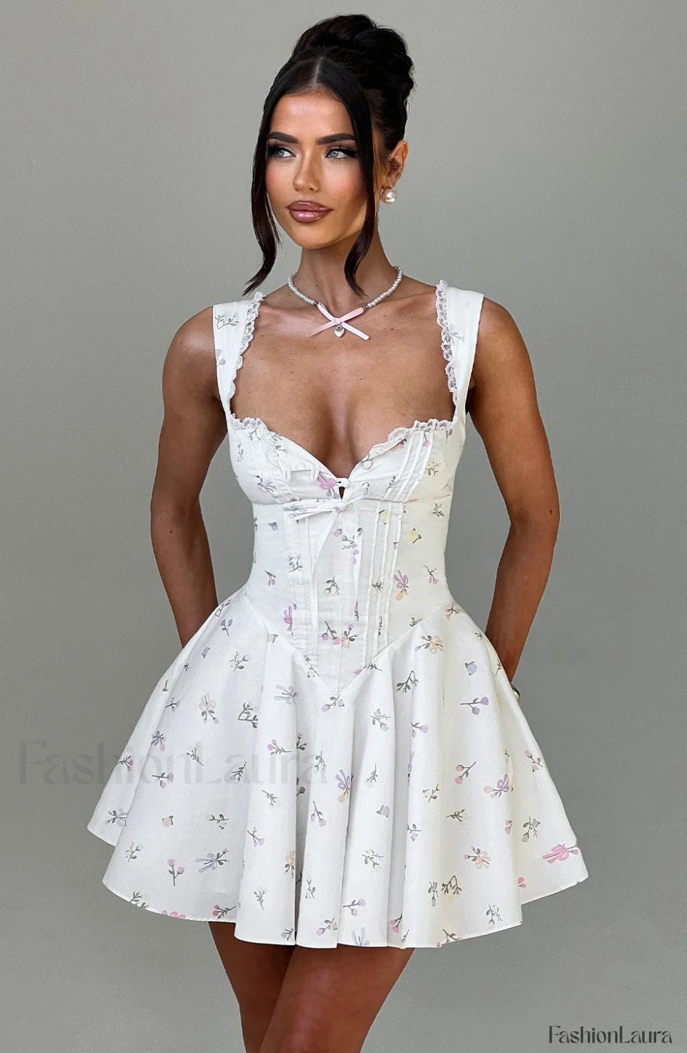 Antonella Mini Dress Trendy Multi Floral Print Dress