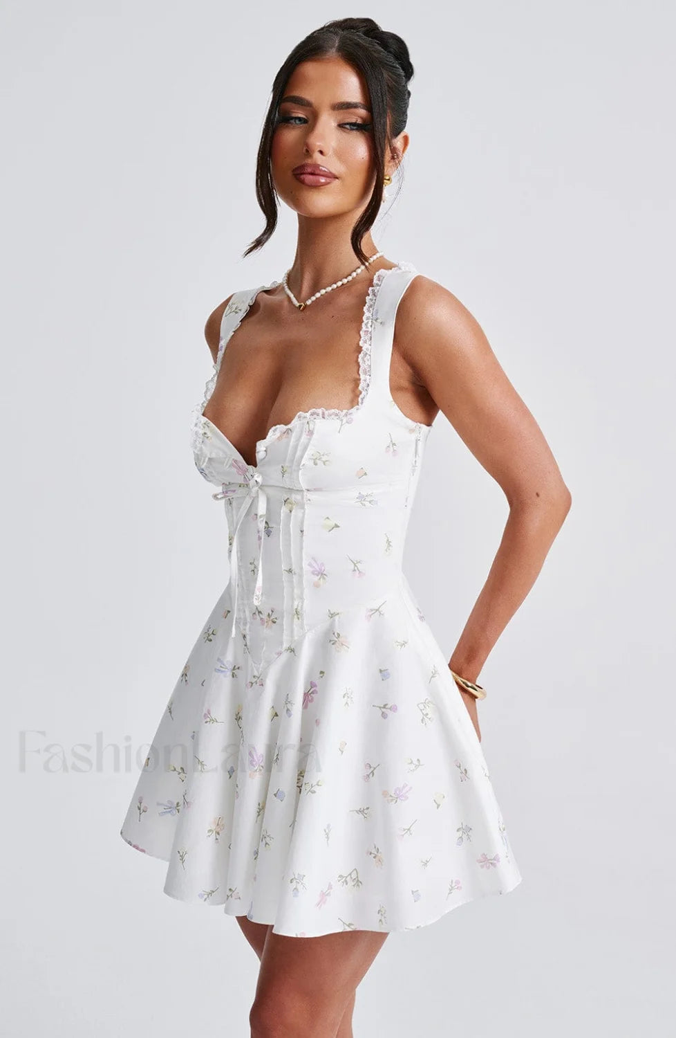 Antonella Mini Dress Trendy Multi Floral Print Dress