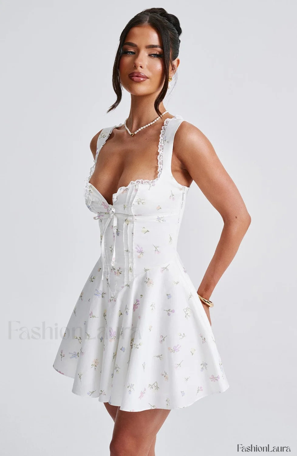 Antonella Mini Dress Trendy Multi Floral Print Dress