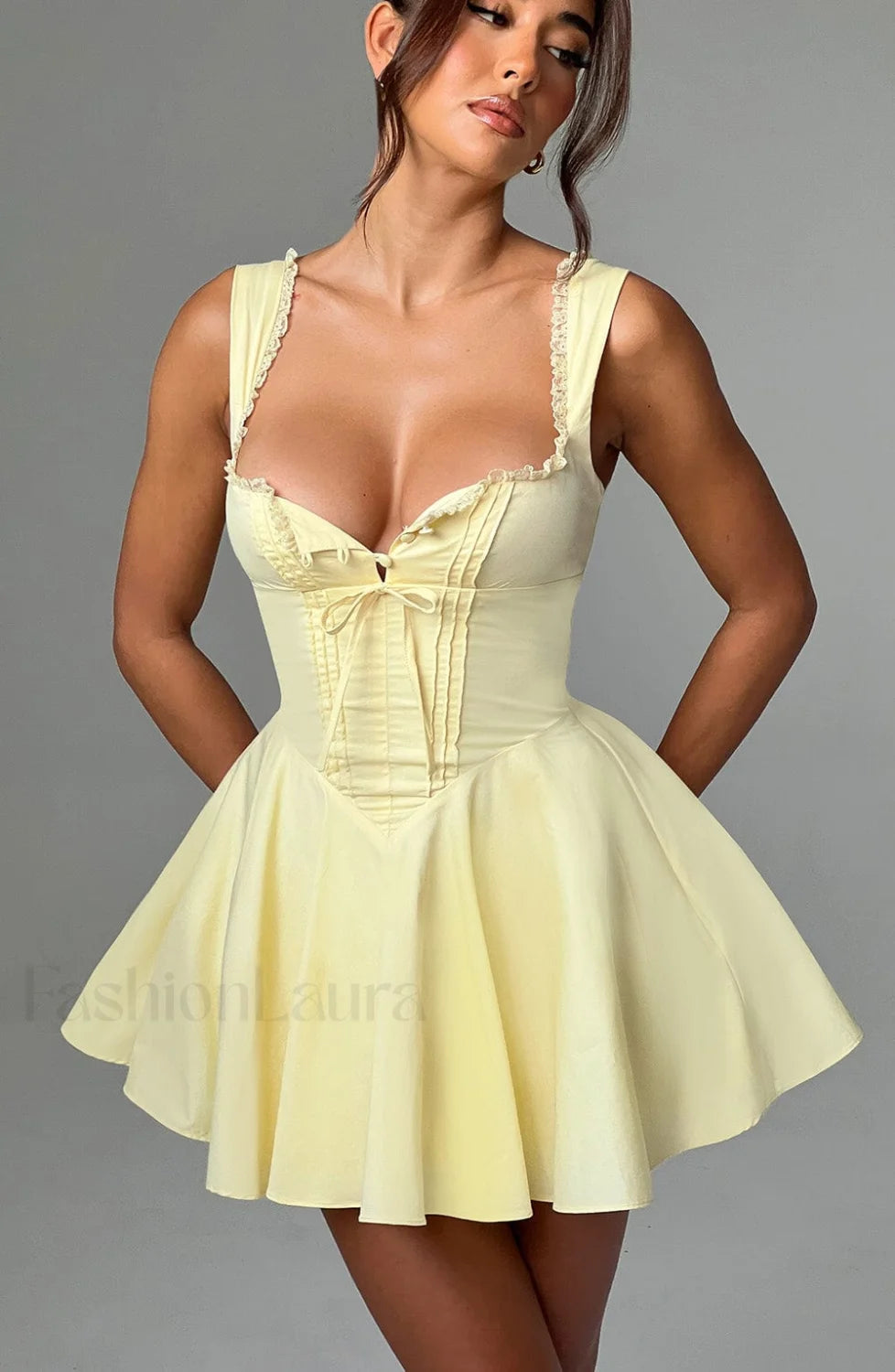 Antonella Mini Graceful Dress Lemon Dress