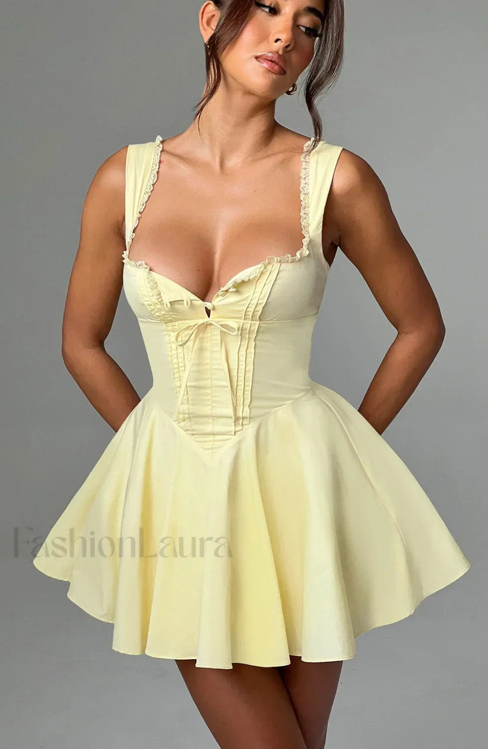 Antonella Mini Graceful Dress Lemon Dress